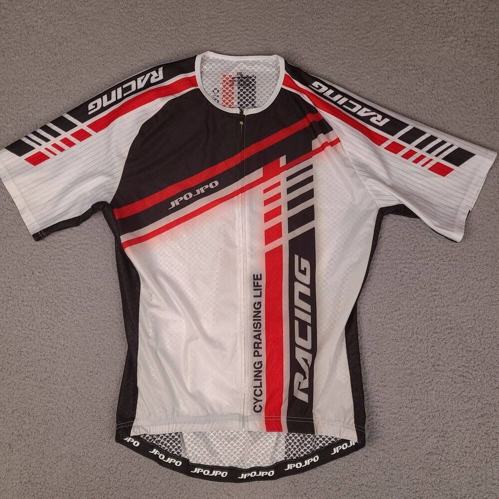 JPOJPO Cycling Jersey‎ Womens XXL White Black Full Zip Pockets Polyester